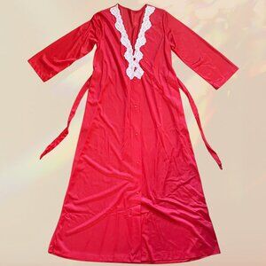 Vintage Red Robe with White Lace Chest Detail